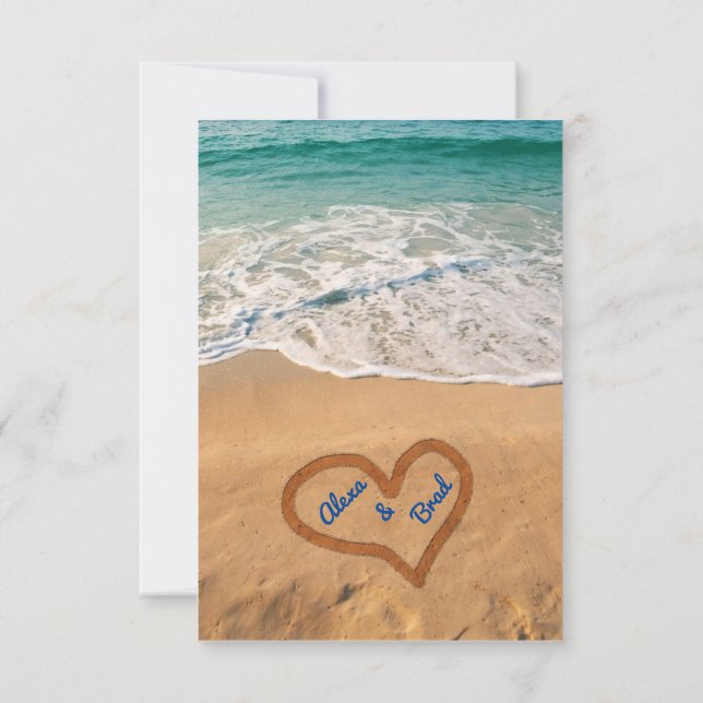 Nomes na RSVP de Convite de Casamento de Praia da  (Verso)