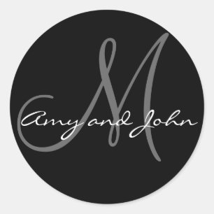 Nomes & preto inicial da etiqueta do casamento do