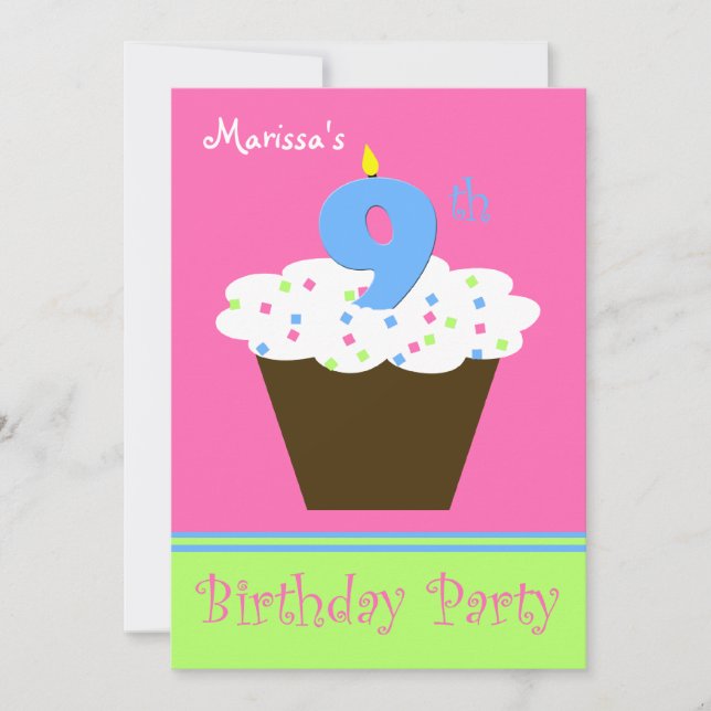 Nona Vela do Convite de aniversário 9 (Frente)