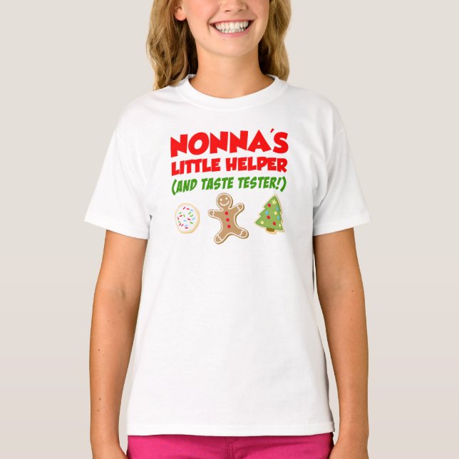 Nonna's Little Helper Christmas Cookies T-Shirt (Frente)