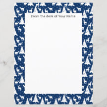 Nordic Outdoorsy Deer Pine Tree Marinho Blue Perso