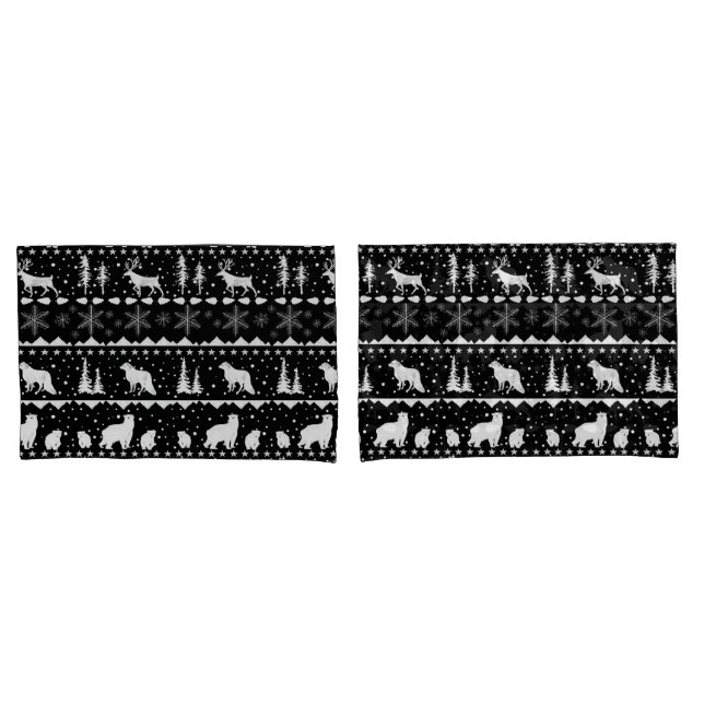 Nórdico Sueco Animais Brancos de Inverno Negro (Frente - conjunto)