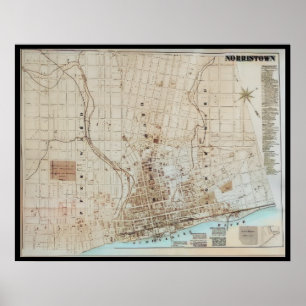 Norristown Map PA Pensilvânia 1871 Poster
