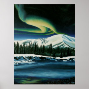 Norte Lights Painting Canada Landscape Poster