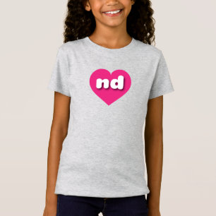North Dakota Hot Pink Heart - Love T-Shirt