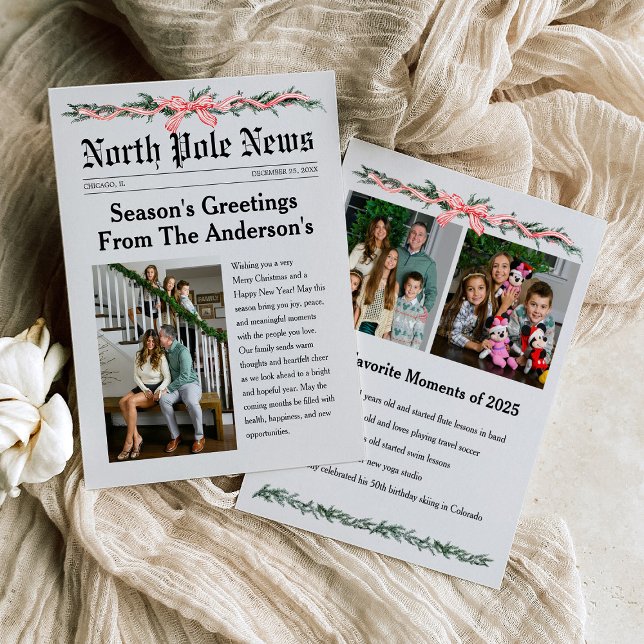 North Pole Newspaper Christmas Photo Card (Criador carregado)