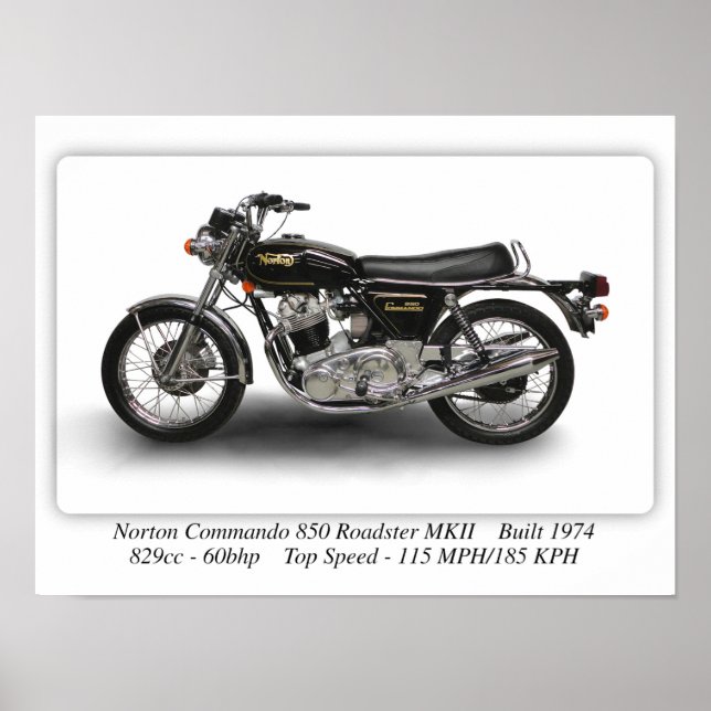 Norton Commando 850 Roadster MKII Poster - A3 (Frente)