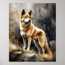 Norueguês Buhund Dog Art Impressão Poster