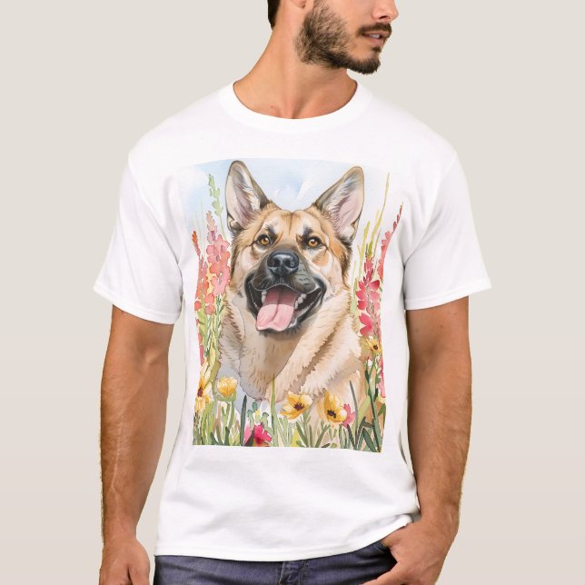 Norwegian Elkhound Watercolor Men's T-Shirt (Frente)