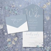 Nós Adoramos Casamento Azul Dusty Script Heart