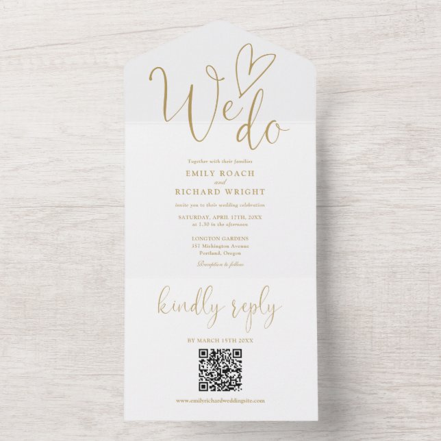 Nós Amamos Códigos QR Casamento Chic Dourado (Interno)
