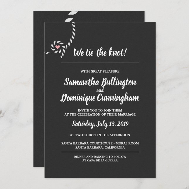 Nós amarramos o convite do casamento do nó (Frente/Verso)