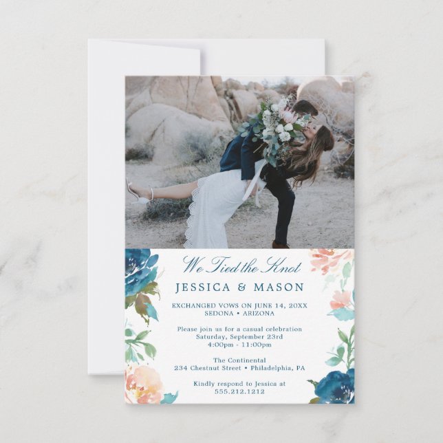 Nós Amarrámos o Nó Convite Elopement Anúncio (Frente)