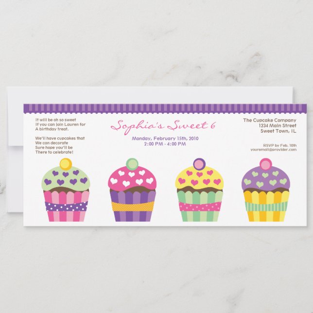 Nós "Coração" Cupcakes Longo Convite (Frente)