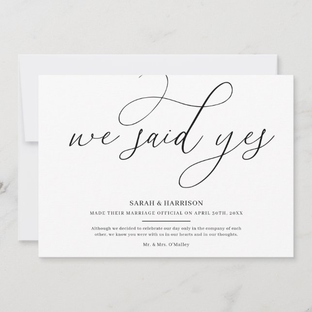 Nós Dissemos Sim Anúncio de Casamento Minimalista (Frente)