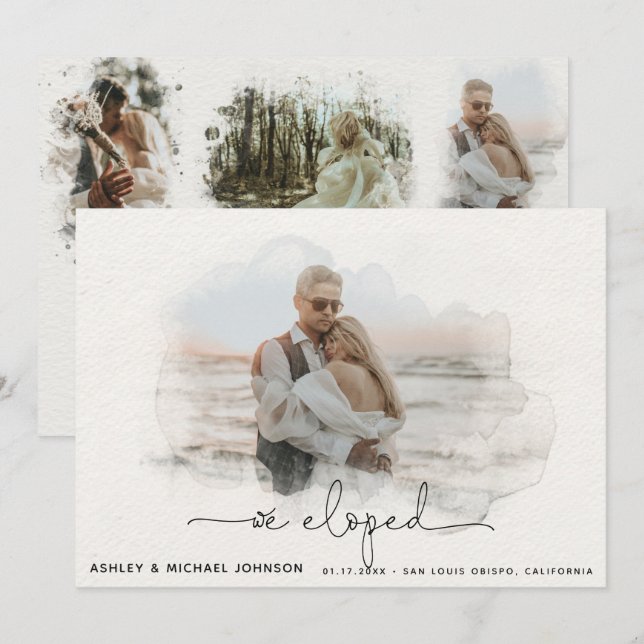 Nós Elografamos Anúncio de Casamento Fotográfico 4 (Frente/Verso)