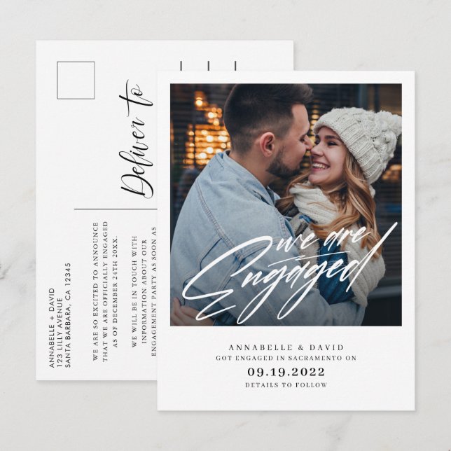 Nós Estamos Noivos Cartão de Anúncio de Foto Moder (Frente/Verso)