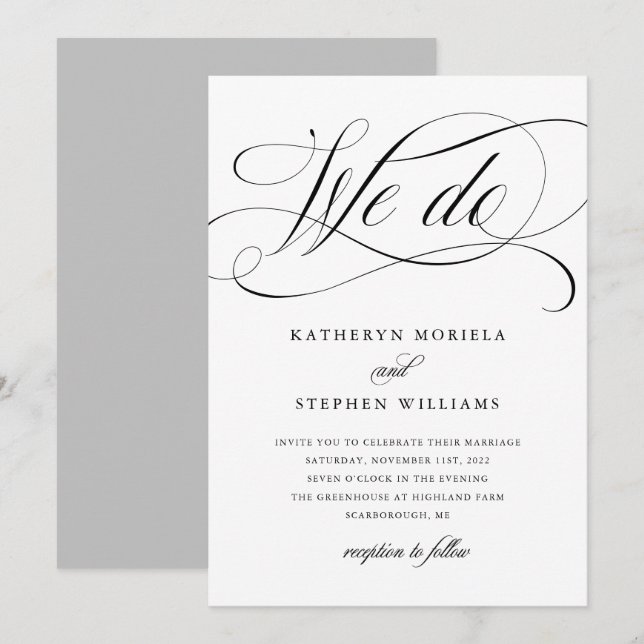 NÓS FAZEMOS Convite Clássico de Casamento de Calig (Frente/Verso)