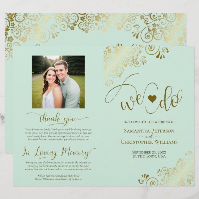 Nós Fazemos! Programa de Casamento DIY Verde Menta (Frente/Verso)