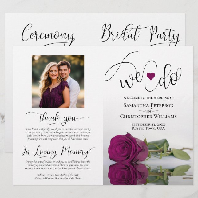 Nós Fazemos! Programa de Casamento Moderno Rosa Ro (Frente/Verso)