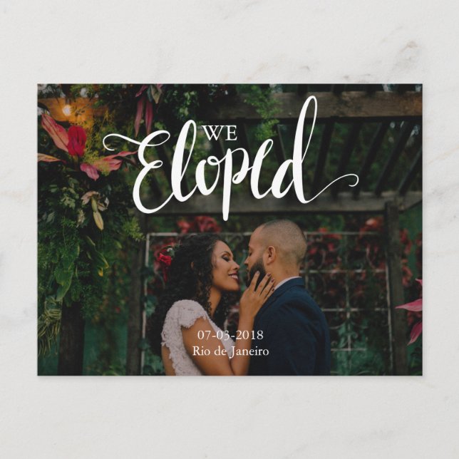 Nós Fugimos Cartão de Anúncio de Casamento Simples (Frente)