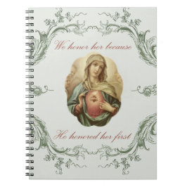 Nós honramos seu caderno imaculado de Mary
