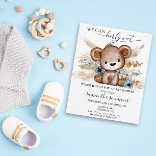 Nós Mal Podemos Esperar Baby Shower Urso Boho Azul