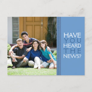 Nós movemo-nos! Cartão Home novo da foto no azul