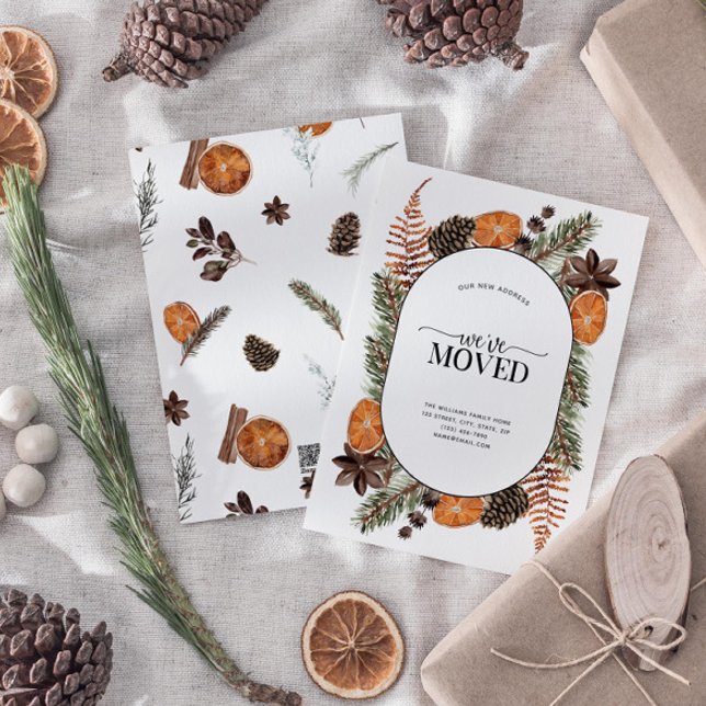 Nós mudamos o anúncio de movimento de citros Boho  (Sending your family and friends a festive 'We've Moved!' Christmas card!)