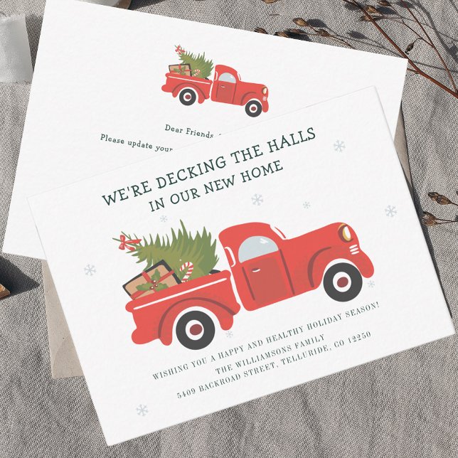 Nós mudamos o anúncio de mudança de feriado de Nat (Christmas Moving Announcement Decking New Halls Change of Address)