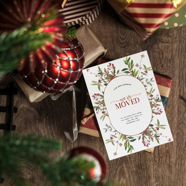 Nós mudamos o anúncio quente do Berry de inverno. (Sending your family and friends a festive 'We've Moved!' Christmas card!)