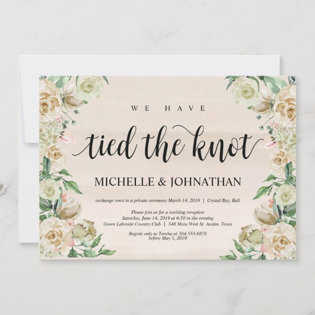 Nós nos casamos, Convite para recepção de fuga par (Frente)