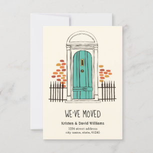 Nós nos mudamos - Anúncio de mudança de porta azul