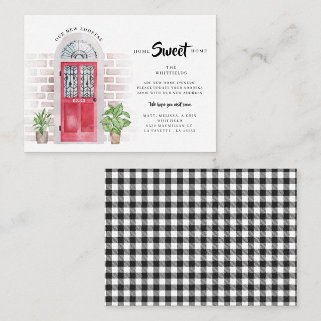 Nós nos mudamos Anúncio de mudança Gingham Aquarel (Frente/Verso)