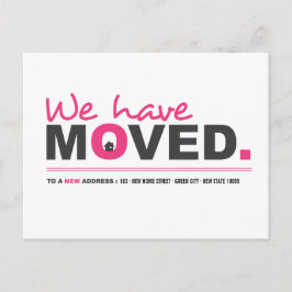 Nós nos Mudamos Anúncio de Mudança Rosa Cartão Pos