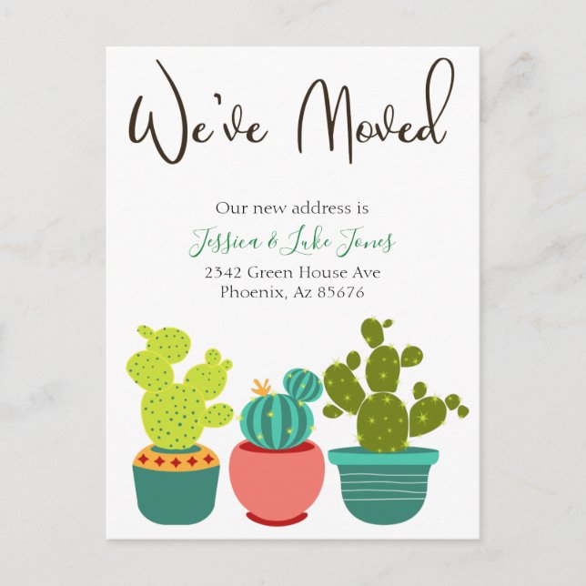 Nós nos mudamos Anúncio de Novo Endereço Casa Cact (Frente)