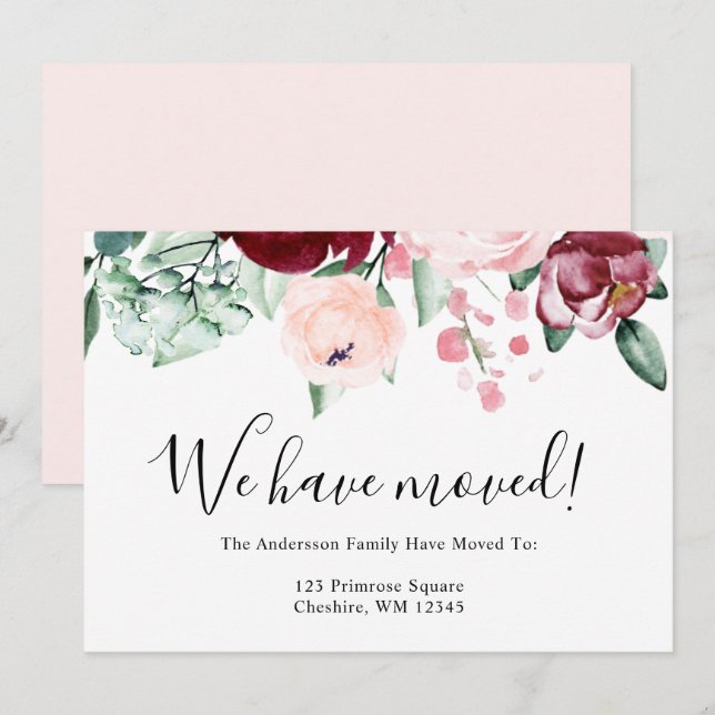 Nós nos mudamos Carta de Anúncio de Caligrafia (Frente/Verso)