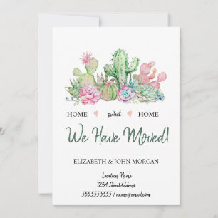 Nós nos mudamos, Flores Aquarela Cacto Suculenta