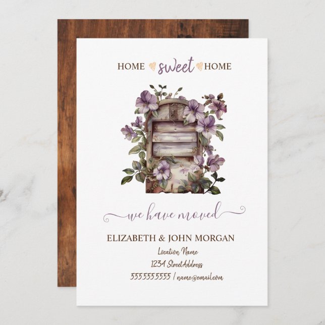 Nós Nos Mudamos, Vintage Mailbox Flores, Madeira (Frente/Verso)