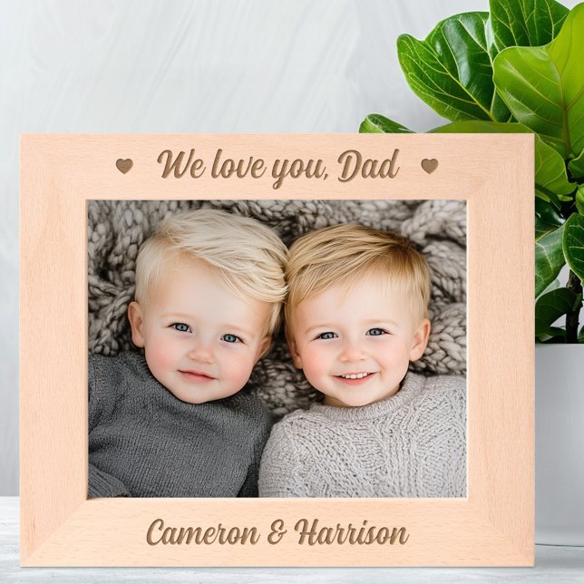 Nós te amamos pai dia de os pais (We love you dad hearts fathers day etched frames)