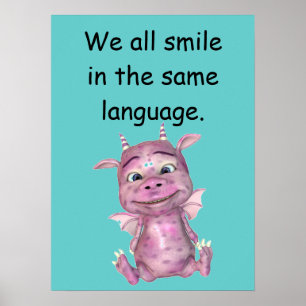 Nós todos sorrimos no mesmo poster da língua