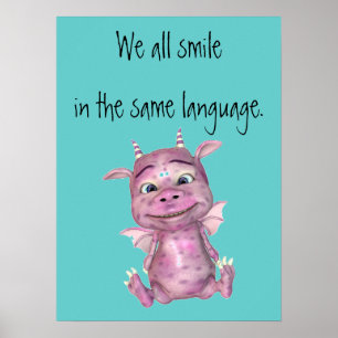 Nós todos sorrimos no mesmo poster da língua