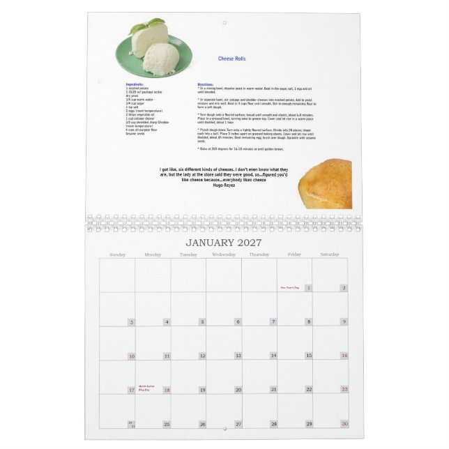 Nós trabalhamos para o calendário do queijo (Jan 2027)