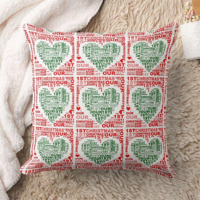 Nossa 1ª Almofada de Natal Coração Vermelho Verde (Cobertor)