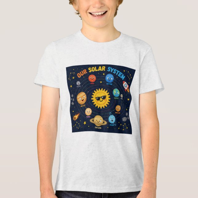 Nossa Camiseta Infantil do Sistema Solar – Desenho (Frente)