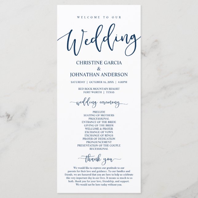 Nossa Cerimônia de Casamento, Programa Azul de Mar (Frente)