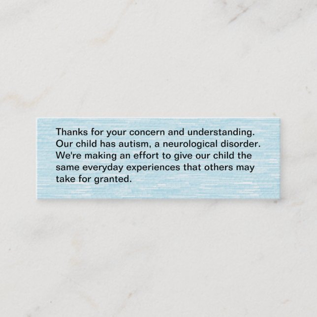 Nossa criança está com o autismo - cartão (Frente)