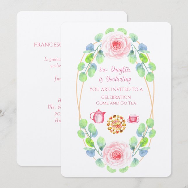 Nossa Filha Está Formando O Convite Linen (Frente/Verso)