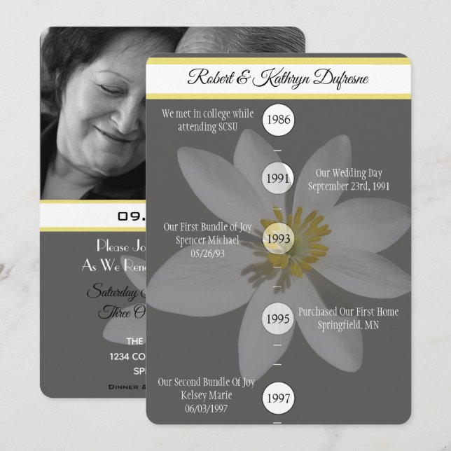 "Nossa História do Amor" Convite Renovado de Vow (Frente/Verso)