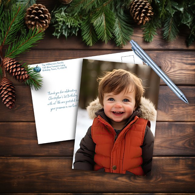 Nossa Pequena Abóbora Azul Cartão de Agradecimento (Criador carregado)